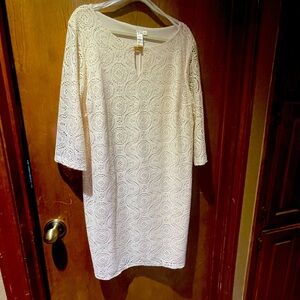 SOLD! Ivory Lace Sheath Dress - fully lined - 3x with stretch!
